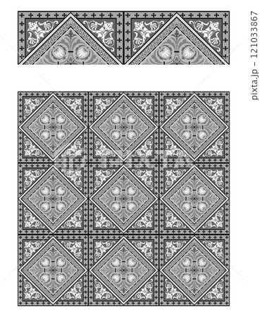 Seamless moroccan pattern background with flowers illustration clip-art 121033867