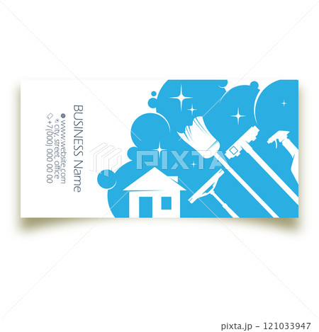 Water bubbles and business card tool for cleaning concept 121033947