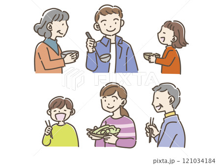 食事中の家族 121034184