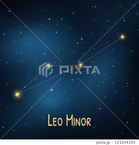 Leo minor constellation on a starry night sky background. Leo minor constellation on a starry night sky background. 121034195