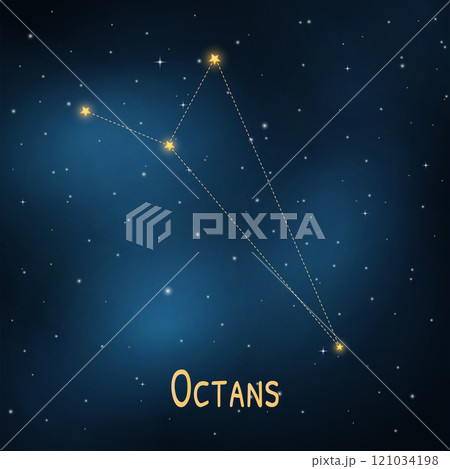 Octans constellation in night sky: stars and cosmic patterns for astronomy enthusiasts. 121034198