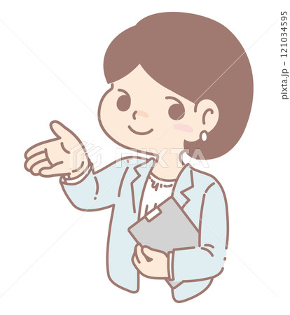 説明をするスーツの女性 説明をするスーツの女性 121034595