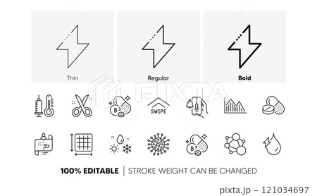 Square area, Biotin vitamin and Vaccine announcement line icons. Pack of Hydroelectricity, Scissors, Medical drugs icon. Coronavirus, Investment graph, Swipe up pictogram. Thermometer. Vector Square area, Biotin vitamin and Vaccine announcement line icons. Pack of Hydroelectricity, Scissors, Medical drugs icon. Coronavirus, Investment graph, Swipe up pictogram. Thermometer. Vector 121034697