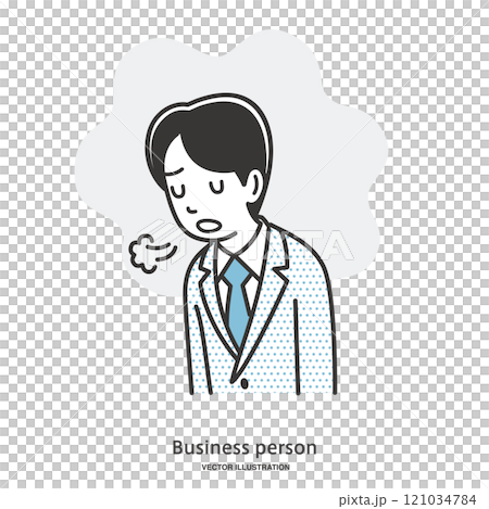 ため息をつき落ち込む男性会社員 ため息をつき落ち込む男性会社員 121034784