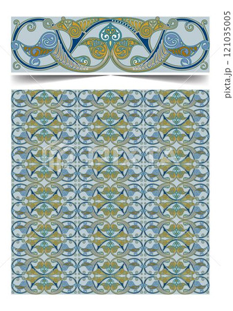 Seamless moroccan pattern background with flowers illustration clip-art 121035005