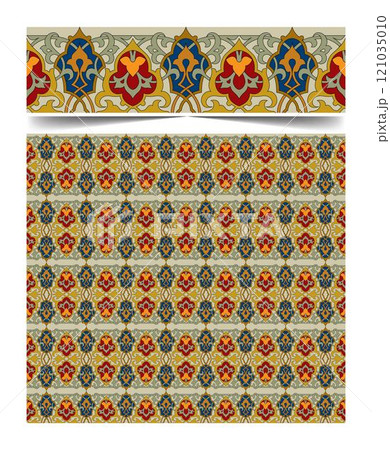 Seamless moroccan pattern background with flowers illustration clip-art 121035010
