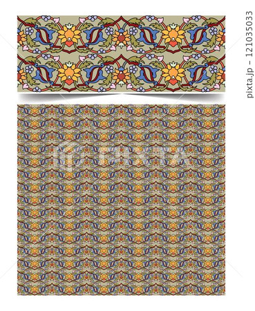 Seamless moroccan pattern background with flowers illustration clip-art Seamless moroccan pattern background with flowers illustration clip-art 121035033