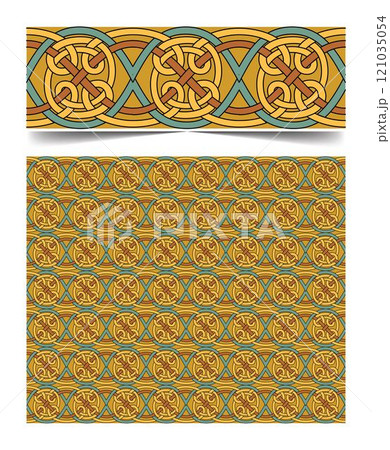 Seamless moroccan pattern background with flowers illustration clip-art 121035054