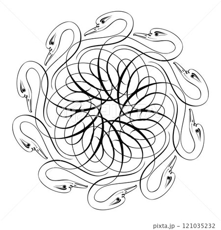 vector mandala swirl seamless background black line flourishes black 121035232