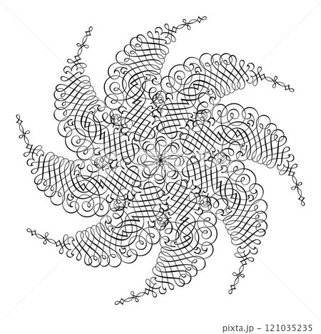 vector mandala swirl seamless background black line flourishes black 121035235