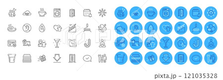 Washing machine, 5g internet and Grilled steak line icons pack. Sodium mineral, Stairs, Paint roller web icon. Alarm, Open door, Sleep pictogram. Present delivery, Repairman, Quick tips. Vector 121035328