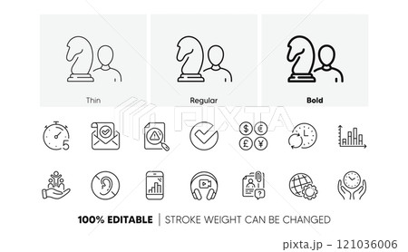Headphones, Confirmed mail and Inclusion line icons. Pack of Update time, Globe, Graph phone icon. Timer, Search employee, No hearing pictogram. Safe time, Search document, Chess. Line icons. Vector Headphones, Confirmed mail and Inclusion line icons. Pack of Update time, Globe, Graph phone icon. Timer, Search employee, No hearing pictogram. Safe time, Search document, Chess. Line icons. Vector 121036006