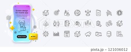 Aroma candle, Vocabulary and Recovery devices line icons for web app. Phone mockup gradient screen. Pack of Target purpose, Water resistant, Canister oil pictogram icons. Vector Aroma candle, Vocabulary and Recovery devices line icons for web app. Phone mockup gradient screen. Pack of Target purpose, Water resistant, Canister oil pictogram icons. Vector 121036012