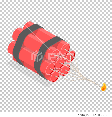 3D Isometric Flat  Set of Bombs And Dynamites. Item 2 121036022
