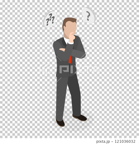 3D Isometric Flat  Illustration of Melancholy. Item 3 121036032