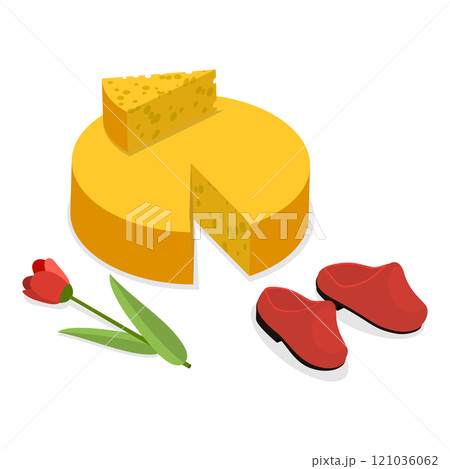 3D Isometric Flat  Set of Symbols of Holland. Item 1 121036062