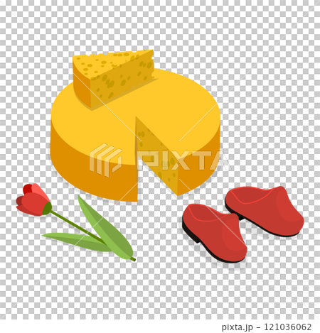 3D Isometric Flat  Set of Symbols of Holland. Item 1 121036062