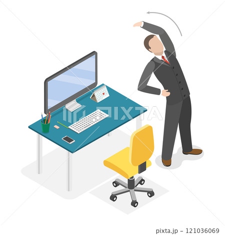 3D Isometric Flat  Illustration of Exercises In Office. Item 1 121036069