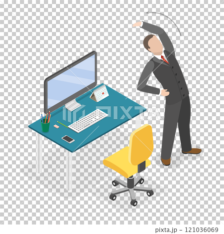 3D Isometric Flat Illustration of Exercises In Office. Item 1 3D Isometric Flat Illustration of Exercises In Office. Item 1 121036069