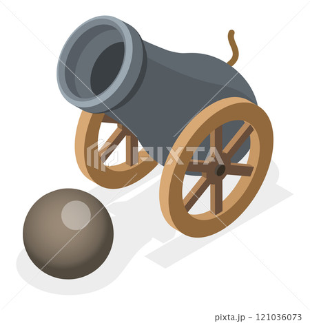 3D Isometric Flat  Set of Pirate Equipment. Item 1 121036073