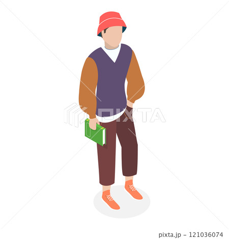 3D Isometric Flat  Illustration of Modern Students. Item 7 121036074