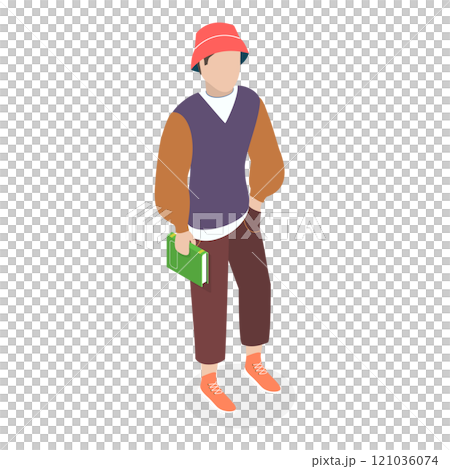 3D Isometric Flat  Illustration of Modern Students. Item 7 121036074