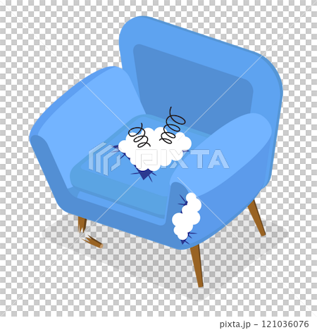 3D Isometric Flat  Set of Broken Furniture. Item 7 121036076