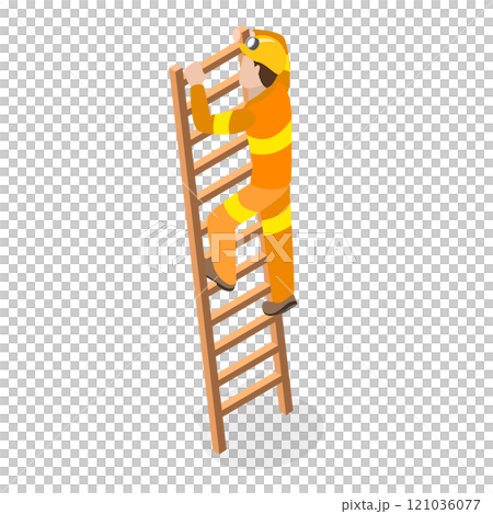 3D Isometric Flat  Set of Firefighter Characters. Item 6 121036077