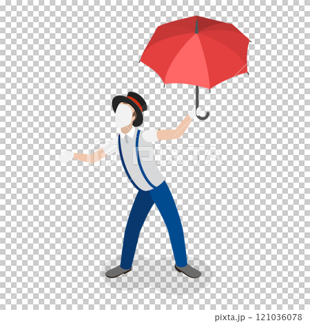 3D Isometric Flat  Set of Mime Actors. Item 6 121036078