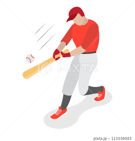 3D Isometric Flat  Set of Baseball Players. Item 4 121036083