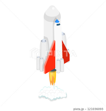 3D Isometric Flat  Set of Spacecraft Shuttles and Satellites. Item 3 121036093