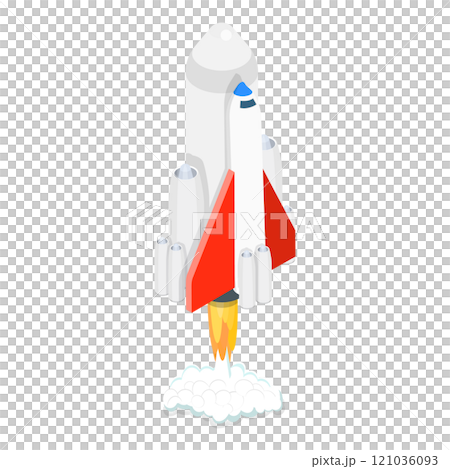 3D Isometric Flat  Set of Spacecraft Shuttles and Satellites. Item 3 121036093