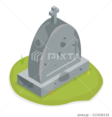 3D Isometric Flat  Set of Graveyard Tombstones. Item 3 121036110