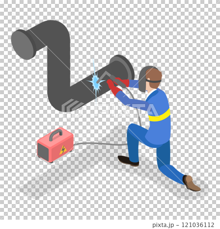 3D Isometric Flat Set of Welder Workers. Item 2 3D Isometric Flat Set of Welder Workers. Item 2 121036112