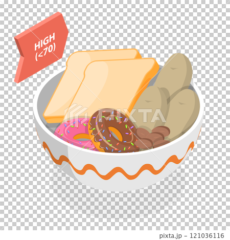 3D Isometric Flat Illustration of Glycemic Index. Item 3 3D Isometric Flat Illustration of Glycemic Index. Item 3 121036116