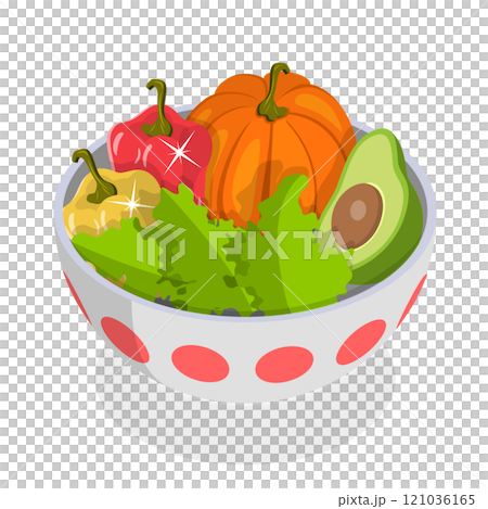 3D Isometric Flat  Icon of Vegetable Bowls Set. Item 2 121036165