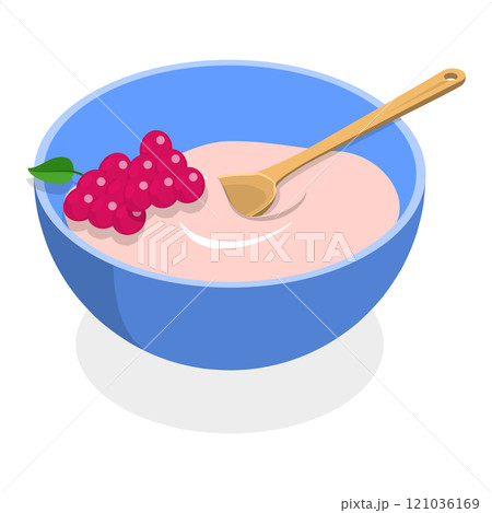 3D Isometric Flat  Illustration of Cereal Breakfast. Item 5 121036169