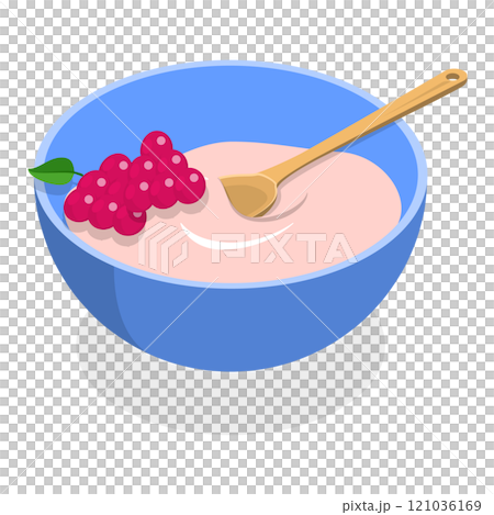 3D Isometric Flat  Illustration of Cereal Breakfast. Item 5 121036169