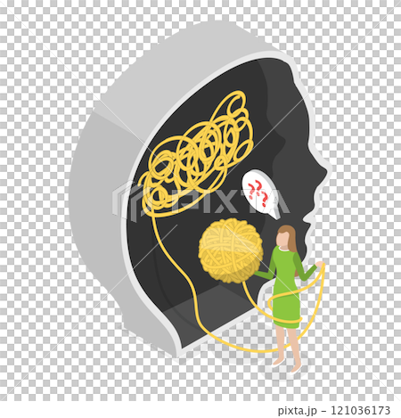3D Isometric Flat  Illustration of Mental Health. Item 3 121036173
