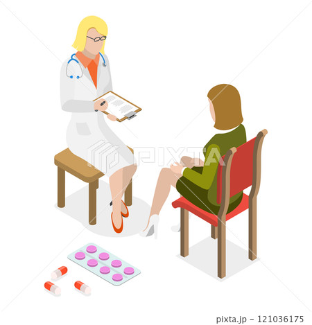 3D Isometric Flat  Illustration of Womens Health. Item 3 121036175