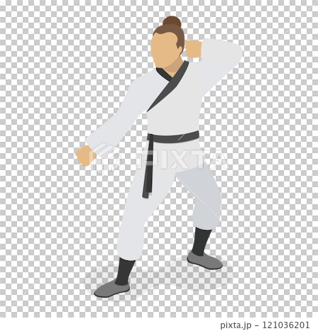 3D Isometric Flat  Set of Martial Art Characters. Item 1 121036201