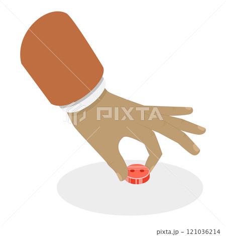 3D Isometric Flat  Set of Hand Gestures. Item 5 121036214