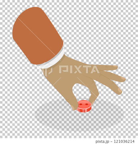 3D Isometric Flat  Set of Hand Gestures. Item 5 121036214