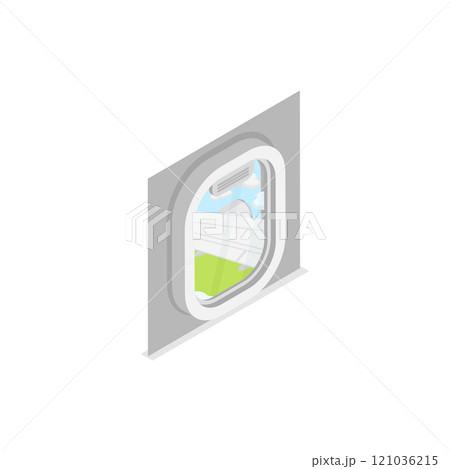 3D Isometric Flat  Set of Airplane Items and Scenes. Item 2 121036215