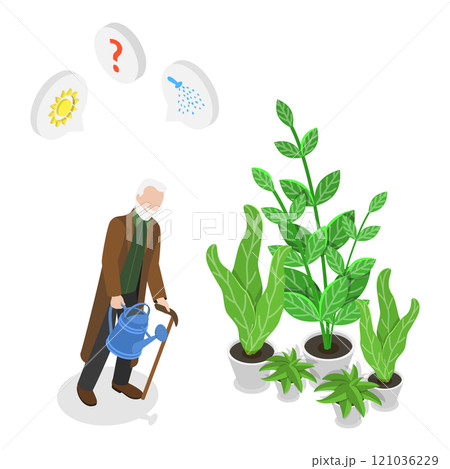 3D Isometric Flat  Illustration of Dementia. Item 4 121036229