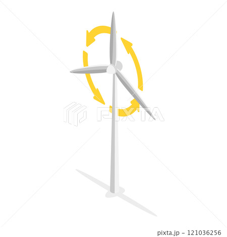 3D Isometric Flat Illustration of Vertical Axis Wind Turbines. Item 4 3D Isometric Flat Illustration of Vertical Axis Wind Turbines. Item 4 121036256