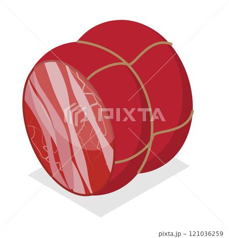 3D Isometric Flat  Set of Sausages and Meat Products. Item 1 121036259