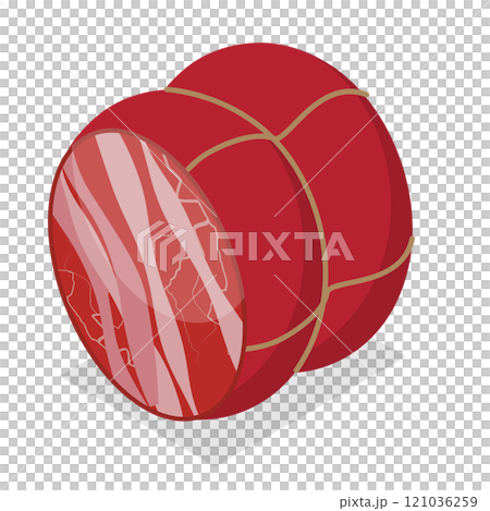 3D Isometric Flat  Set of Sausages and Meat Products. Item 1 121036259
