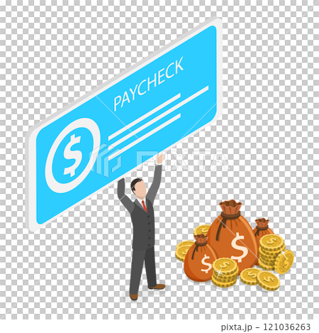 3D Isometric Flat  Illustration of Paycheck. Item 2 121036263