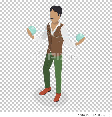 3D Isometric Flat  Set of Great Scientists. Item 2 121036269
